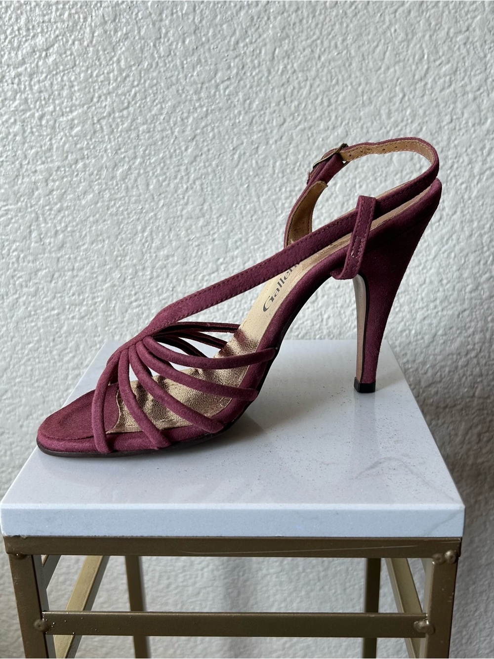 Gallenkamp Suede Strappy High Heel Sandal in Burgundy